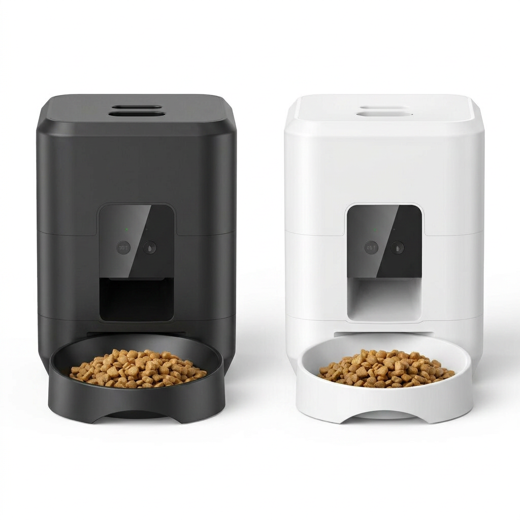 FeedFlow black and white pet feeder colour options